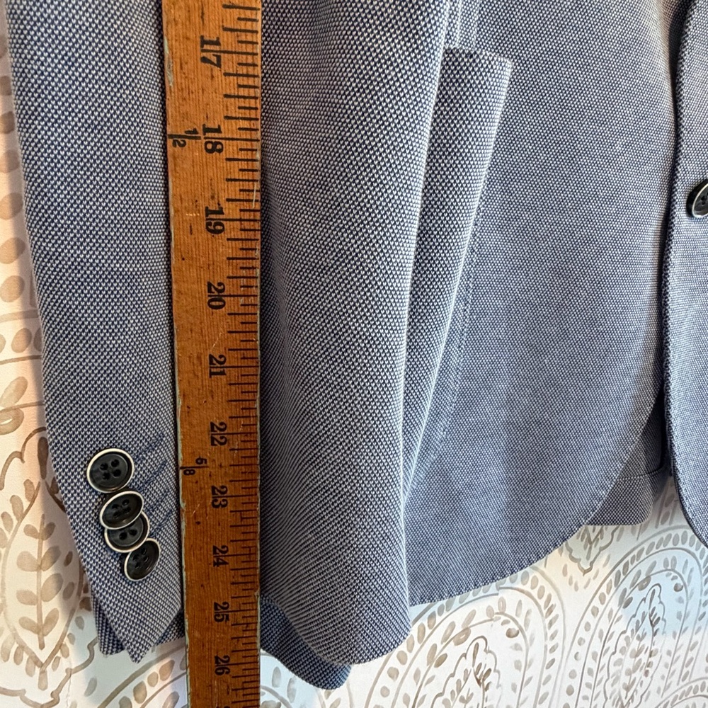 Savile Row Company Blue Casual Blazer 44R Floral Lining Cotton Sport Coat - Picture 10 of 11